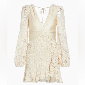 PatBO Satin & Crocheted Cotton Minidress